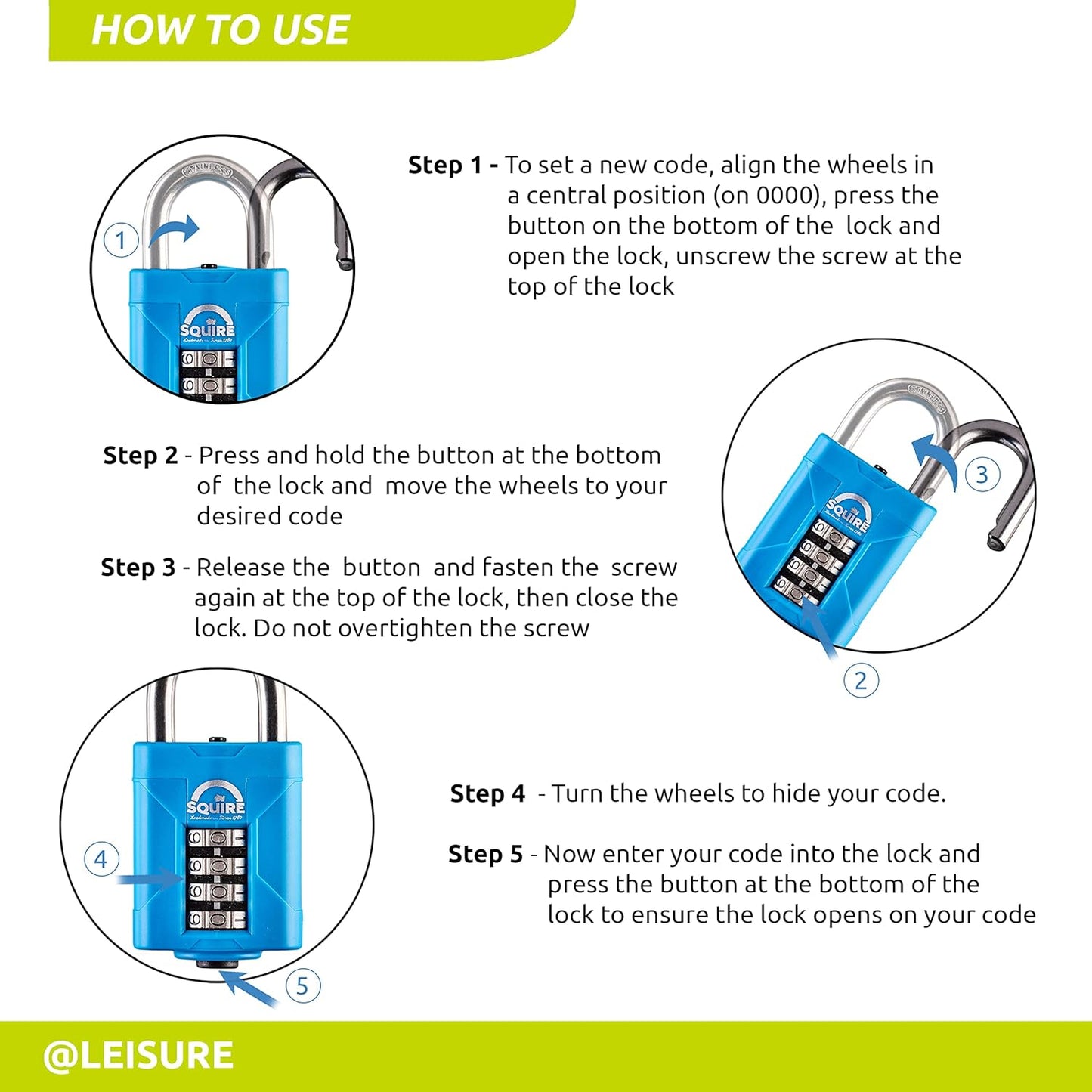 Henry Squire 4 Wheel Heavy-Duty Rustproof Combination Padlock, 50 Mm (Length)
