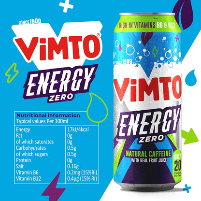 Vimto Original Energy Drink | No Added Sugar | Sparkling Juice | 12 x 500ml