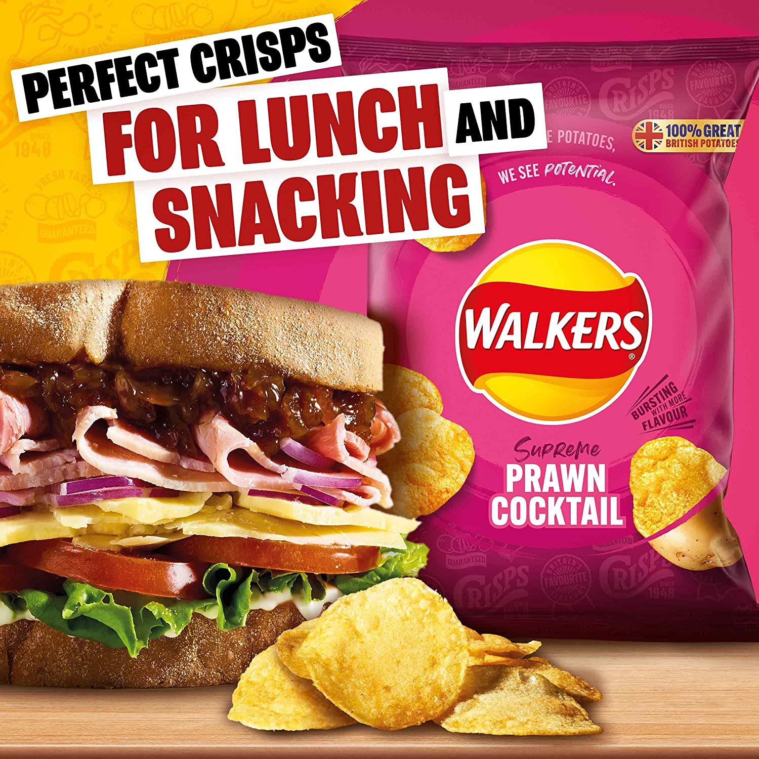 Walkers Prawn Cocktail Crisps Pack 32's - UK BUSINESS SUPPLIES