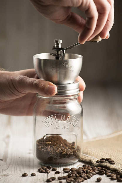 Kilner Branded Coffee Grinder Set with Glass 500ml/0.5 Litre Screw Top Storage Jar (0025.785)