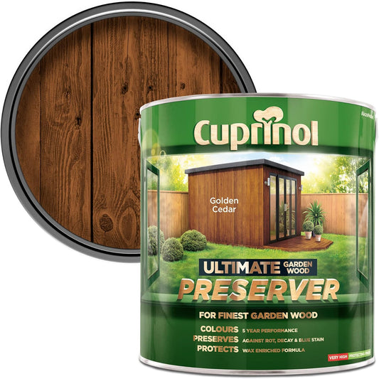 Cuprinol Ultimate Garden Wood Preserver | Wax Enriched Formula | Golden Cedar 4L
