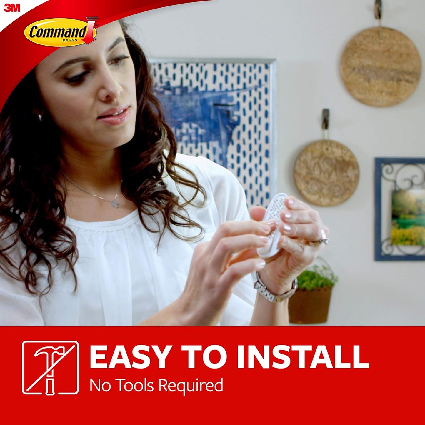 3M Command Large Utility Hook | Pack of 1 Hook & 2 Adhesive Strips | White | Holds up to 2.2kg