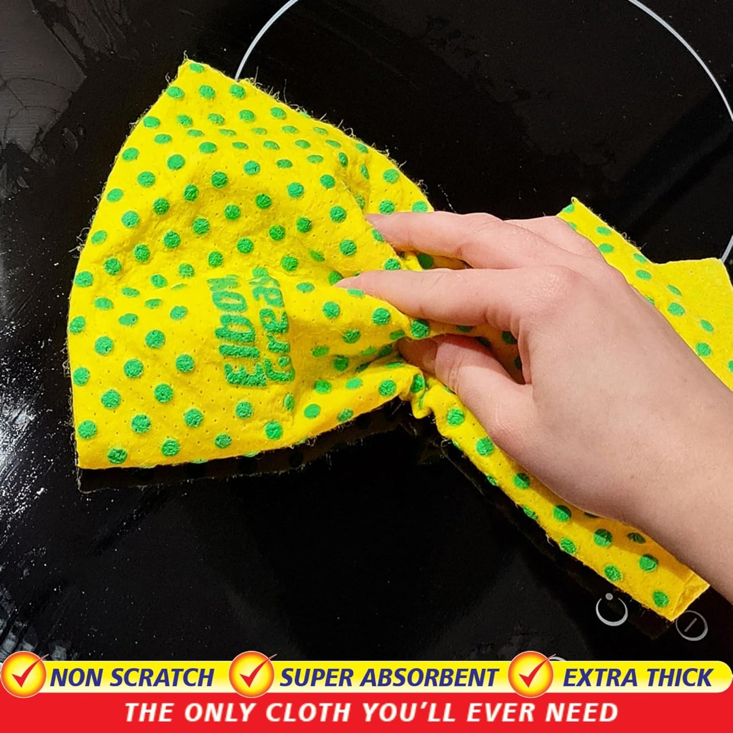 Elbow Grease Power Cloths With Scrub Dots Reusable Washable Extra Large Pack Of 3, Yellow