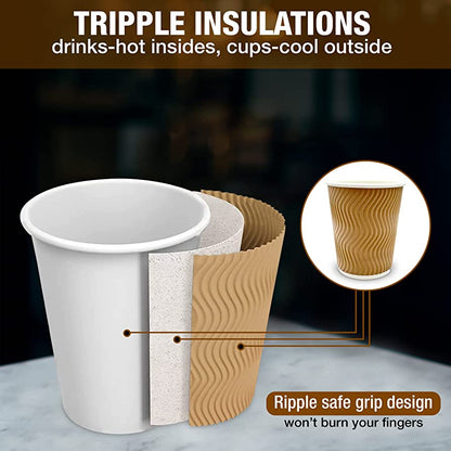 Belgravia 8oz Red & Black Single Walled Paper Cups 50's