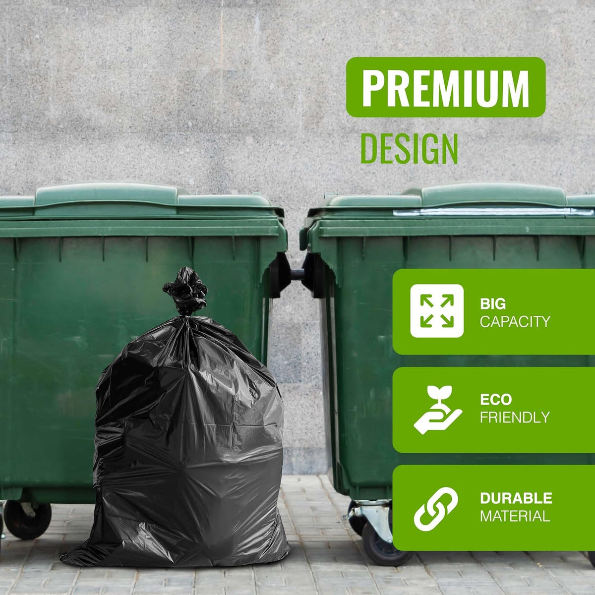 Ecobag  Eco-Friendly Wheelie Bin Liners | Capacity 240L | 18 Microns | 10 Pack Roll