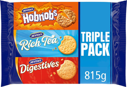 McVitie's Selection Triple Pack | Original Digestives, Rich Tea & HobNobs Biscuits | 815 g