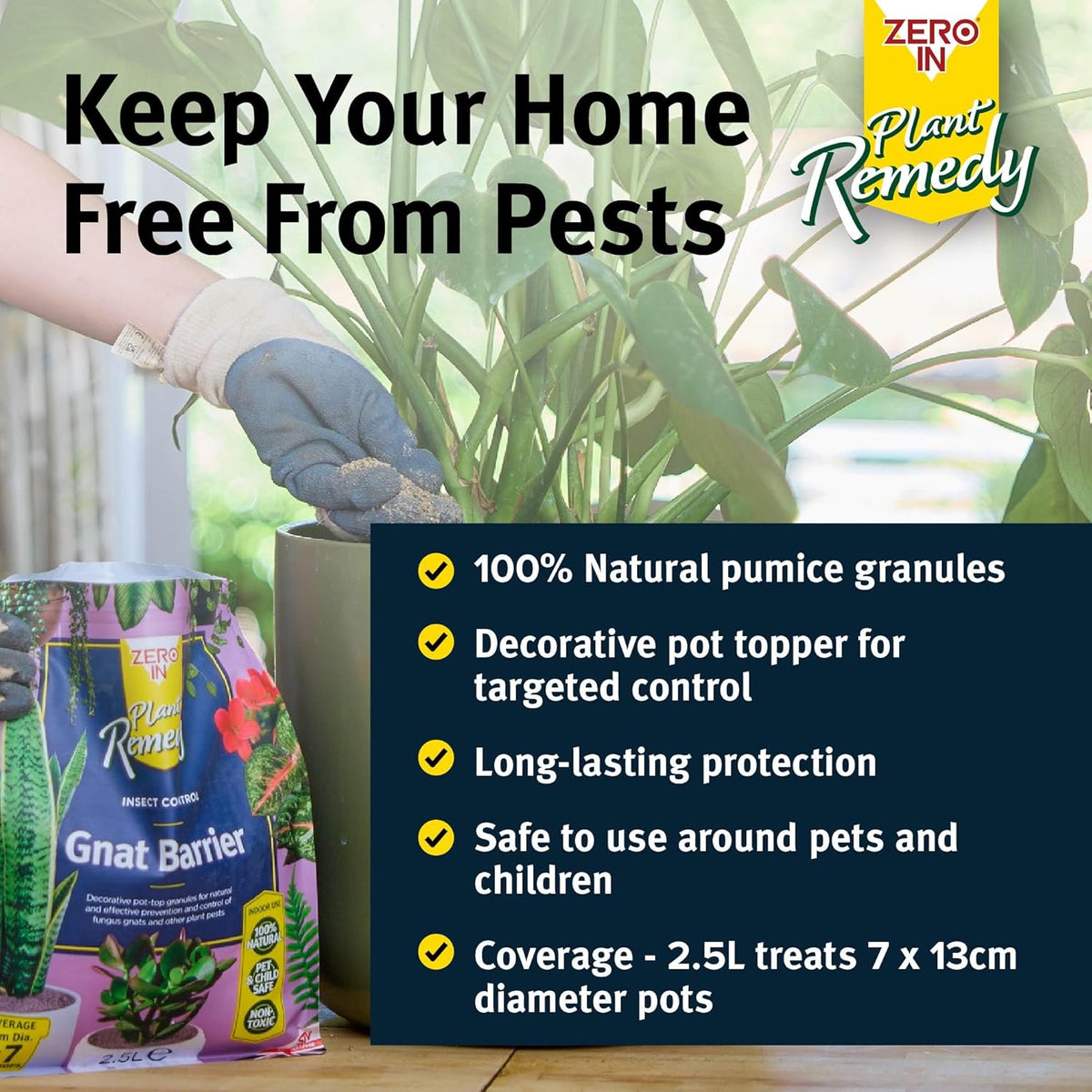 Zero-In Gnat Barrier Granules | 100% Natural Pumice Granules| 1 x 2.5L Bag