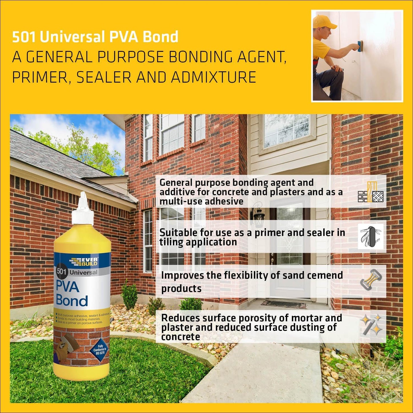 Everbuild 501 Universal PVA Bond – General Purpose Bonding Agent – 500ml