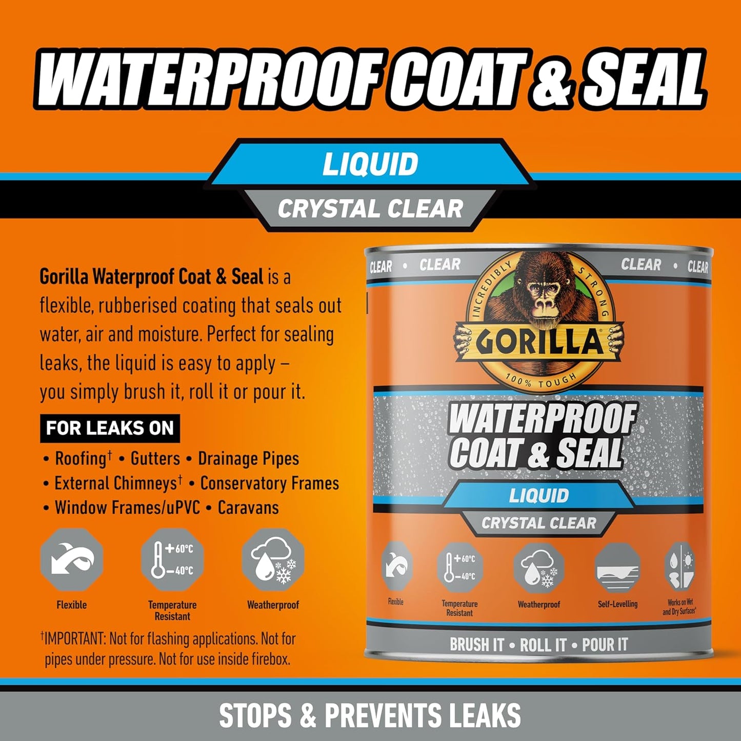 Gorilla Waterproof Coat & Seal Clear | 1 x 473ml Tin