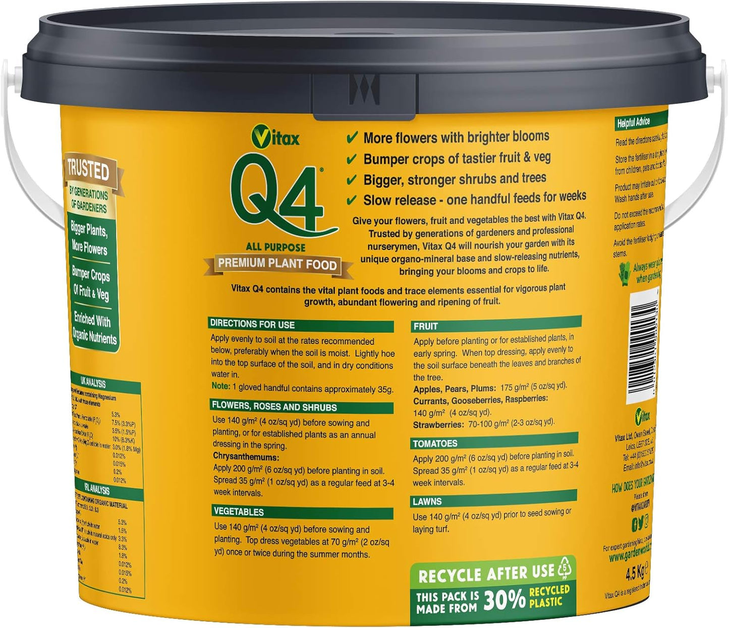 Vitax Q4 All Purpose Plant Food 4.5Kg Tub