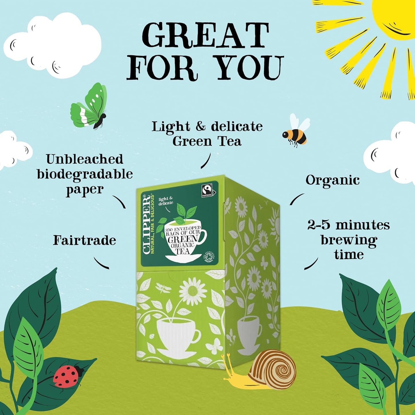 Clipper Organic Green Tea Fairtrade Enveloped (250)