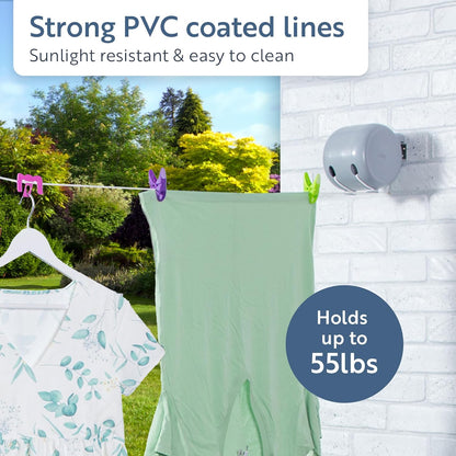 Minky Double Retractable Washing Line 30m | Grey Branded | 2 X 15m/95ft Drying Space