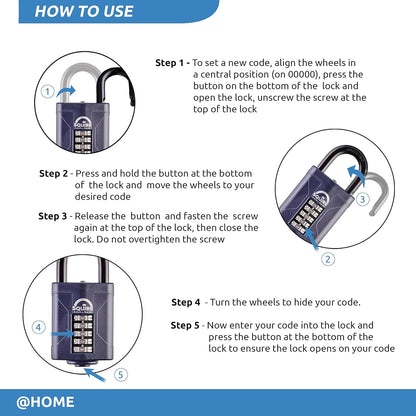 Squire Heavy Duty Padlock (Cp60) - Steel Shackle - 5 Wheel Combination (Blue, 60mm)