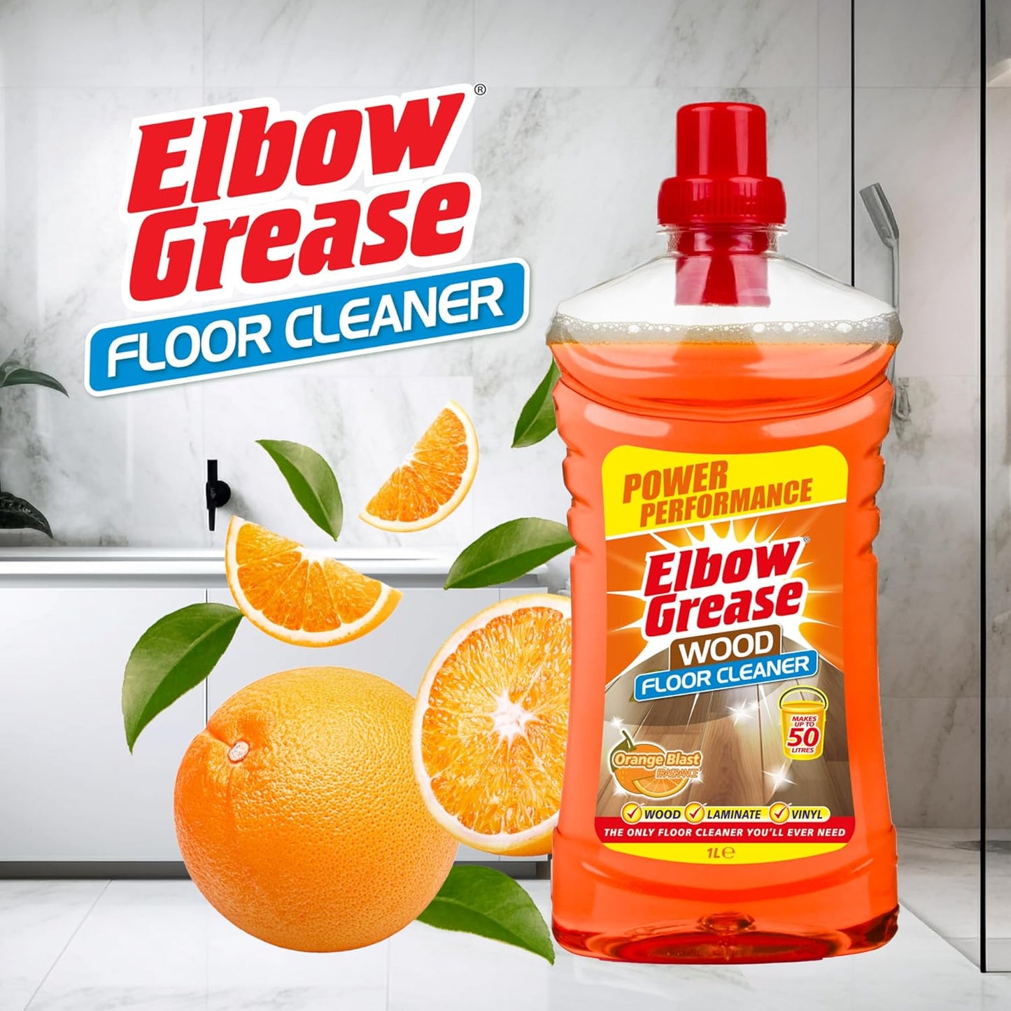 Elbow Grease Concentrated Floor Cleaner | Wood and Laminate | Orange | 1 x 1L