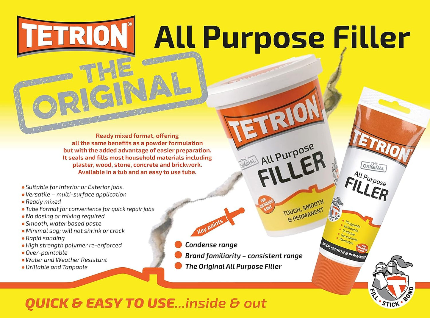Tetrion White All Purpose Filler | Tough & Smooth | 1Kg Resealable Tub