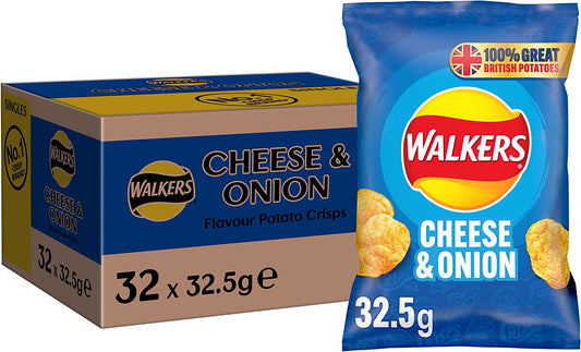 Walkers Cheese and Onion Crisps 32.5g (Pack of 32) - UK BUSINESS SUPPLIES