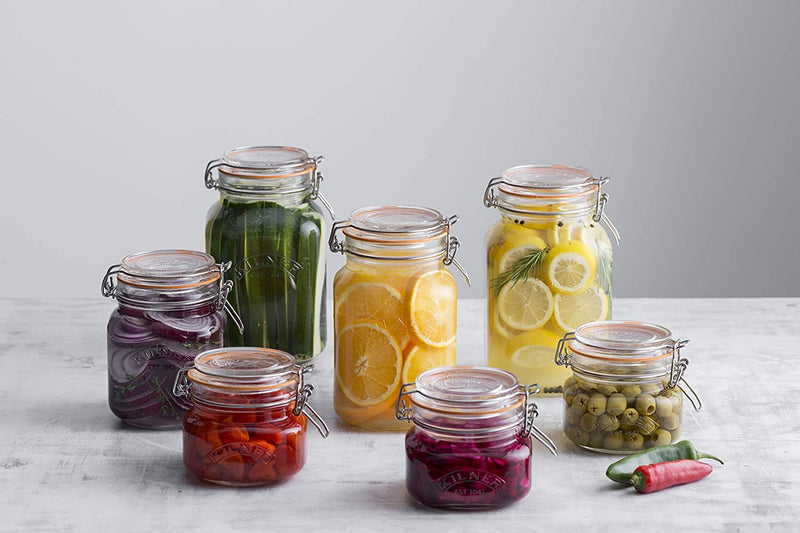 Kilner Branded LARGE SQUARE CLIP TOP Glass Preservation Storage Jar 3 Litre