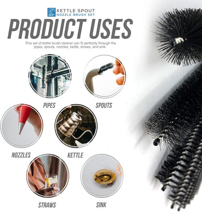 Kettle Spout Brush And Teapot Nozzle Brush Set – Pack Of 10 Assorted