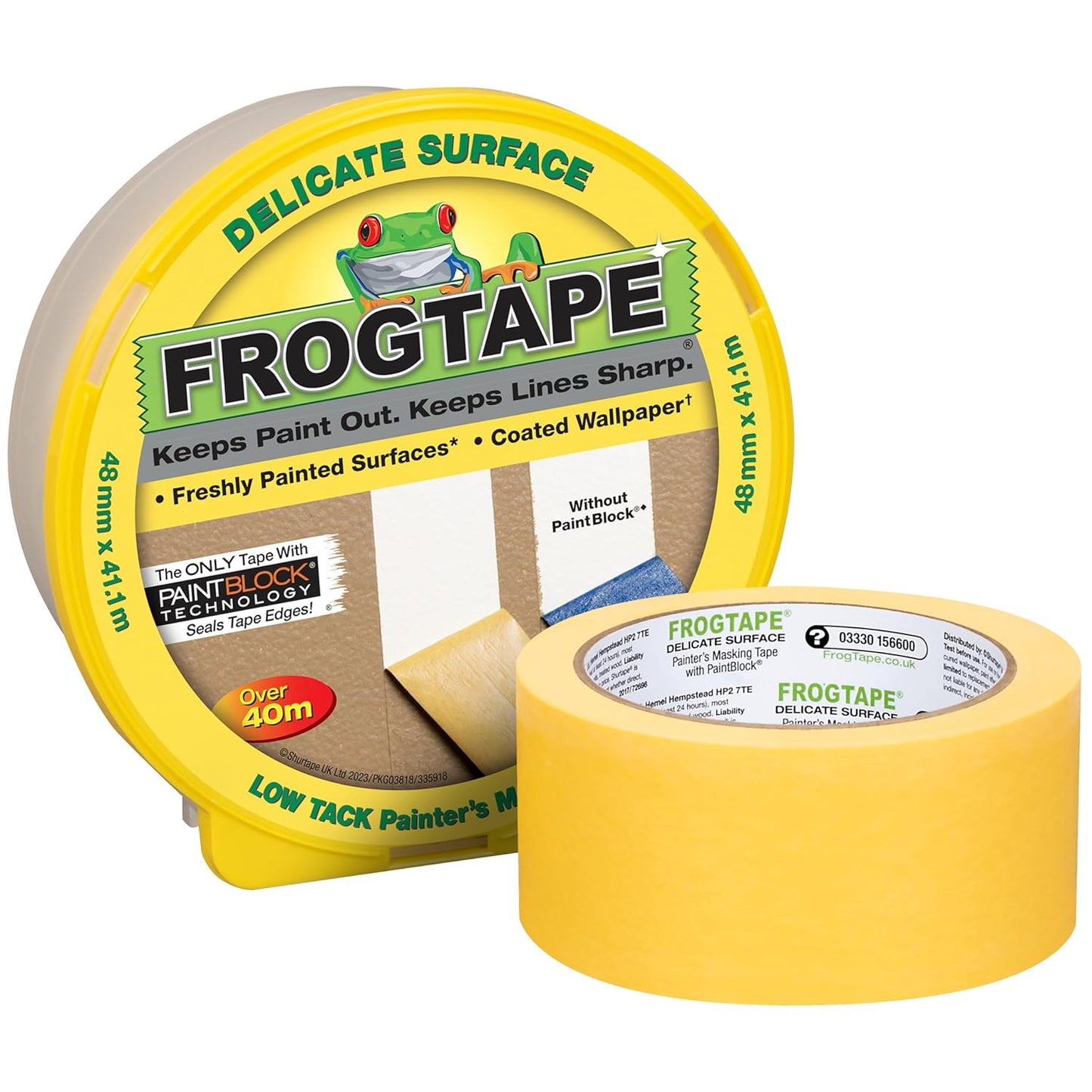 Frog Tape Yellow | Delicate Surface Painters Masking Tape | 48mm X 41.1M Roll