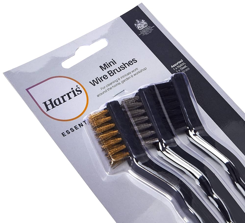 Harris Essentials Mini Wire Brush 3 Pack, Nylon, Steel & Brass