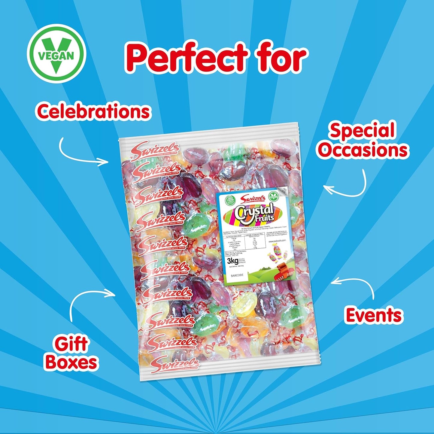 Swizzels Crystal Fruits 3kg | Bulk Bag Boiled Fruit Sweets