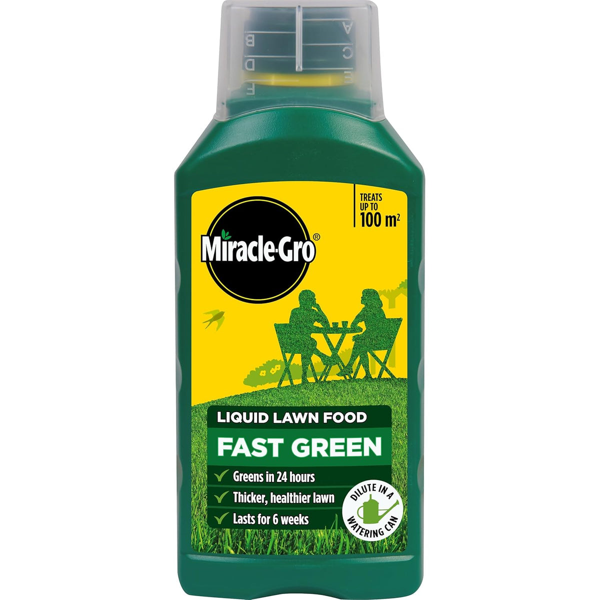 Miracle-Gro Fast Green | Concentrated Formula | 1 Litre | Treats upto 100m2