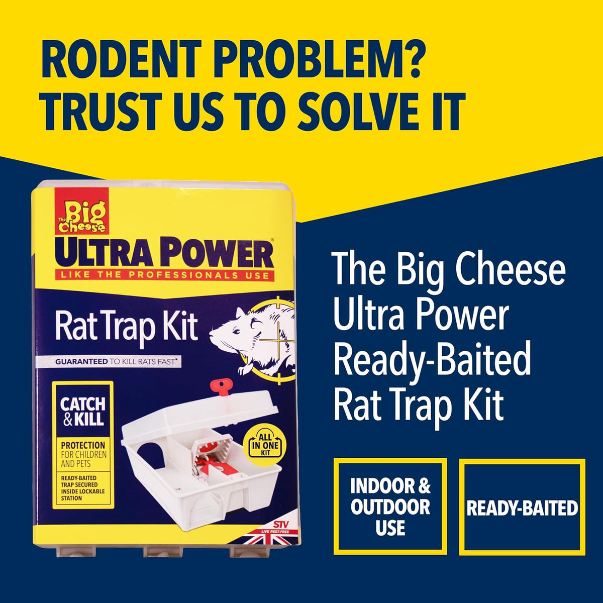 The Big Cheese Ultra Power Ready-Baited Rat Trap Kit | All-In-One Set | Reusable