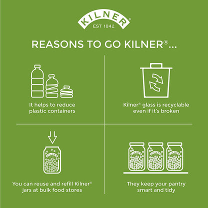 Kilner 2 Litre Square Glass Clip Top Preservation Storage Jar (0025.513)
