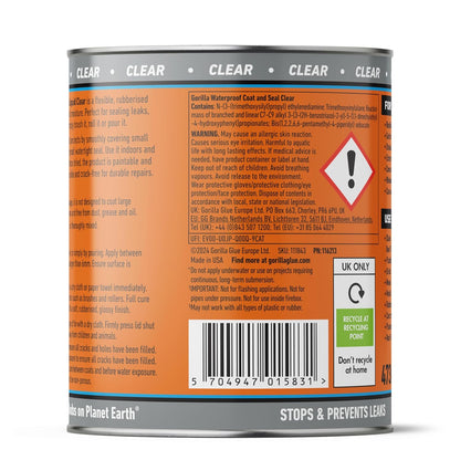 Gorilla Waterproof Coat & Seal Clear | 1 x 473ml Tin