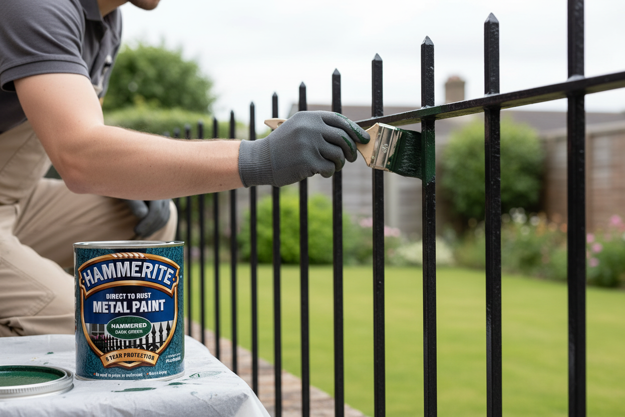 Hammerite  Direct To Rust Metal Paint | Hammered Dark Green Finish 250ml