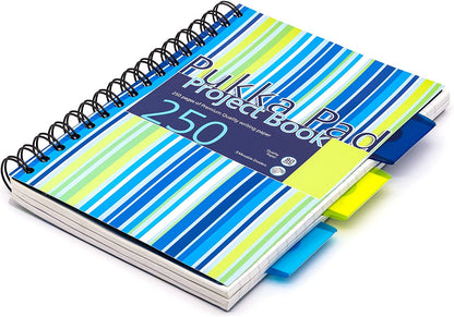 Pukka Pad Stripes Polypropylene Project Book 250 Pages A5 Blue/Pink (Pack of 3) PROBA5