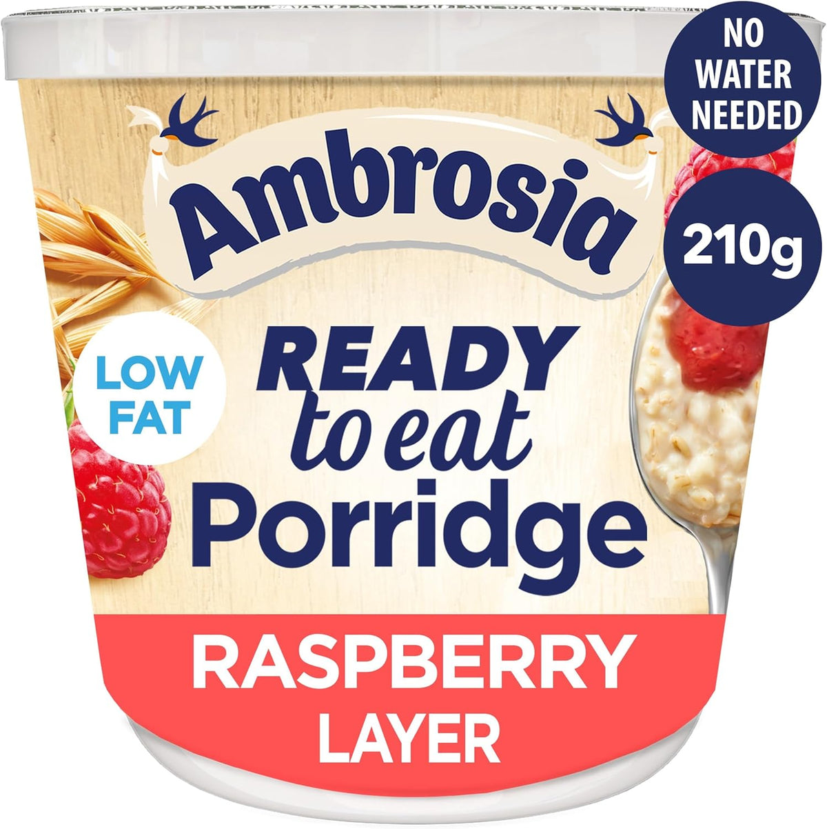Ambrosia Ready-to-Eat Raspberry Layered Porridge Pots | 6 x 210g Pots