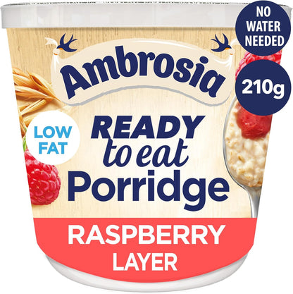 Ambrosia Ready-to-Eat Raspberry Layered Porridge Pots | 6 x 210g Pots