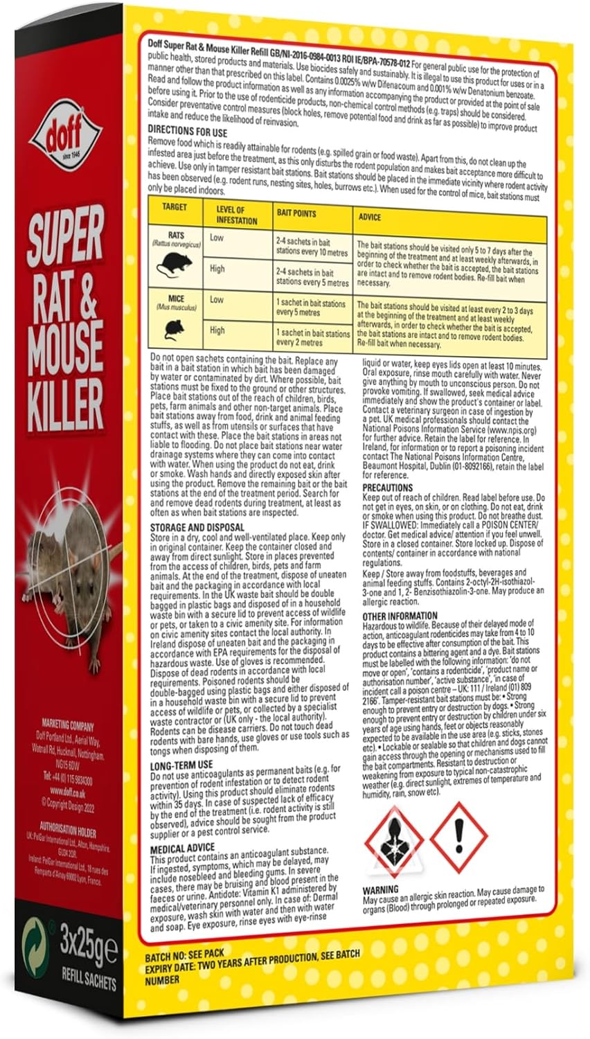 Doff Super Rat and Mouse Killer Bait | 3 x 25g