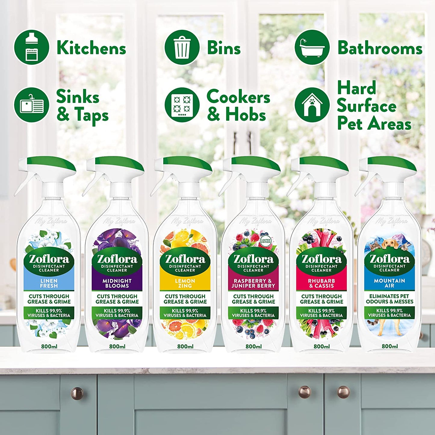 Zoflora Lemon Zing Multipurpose Disinfectant Trigger 2 x 800ml