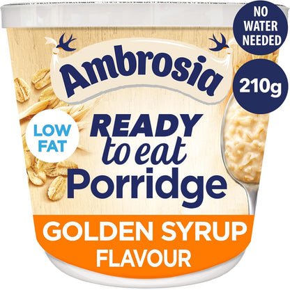 Ambrosia Low Fat Porridge Pots, Ready-to-Eat Golden Syrup | 6 x 210g