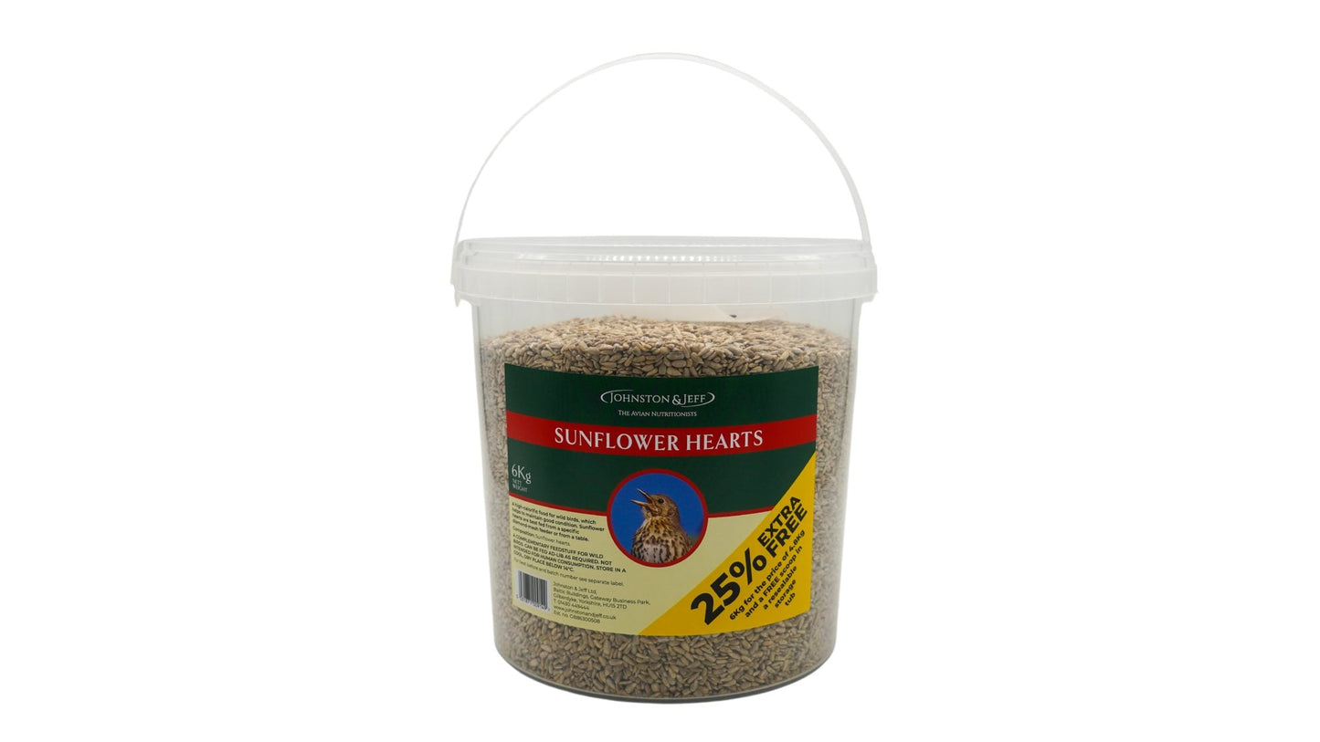 Johnston and Jeff Sunflower Hearts Bird Food Tub | 1 x 10L