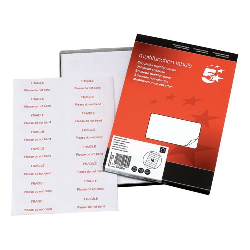 5 Star Multipurpose Labels Laser Copier Inkjet 105x35mm White (Pack of 1600) 903830