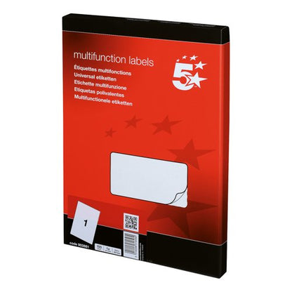 5 Star Multipurpose Labels Laser Copier Inkjet 297x210mm White (Pack of 100) 903881