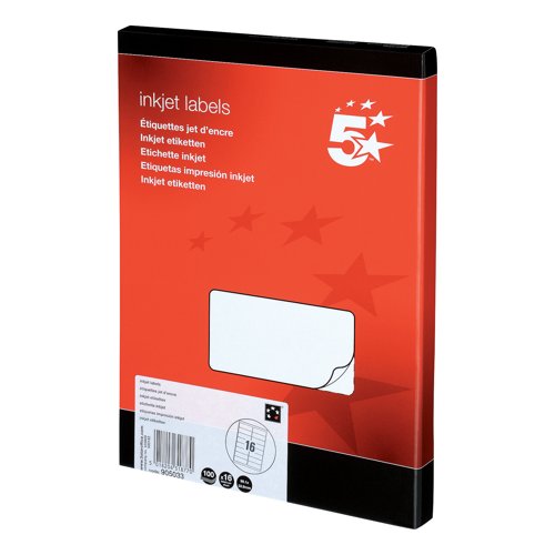 5 Star Address Labels Inkjet 99.1x34mm White (Pack of 1600) 905033