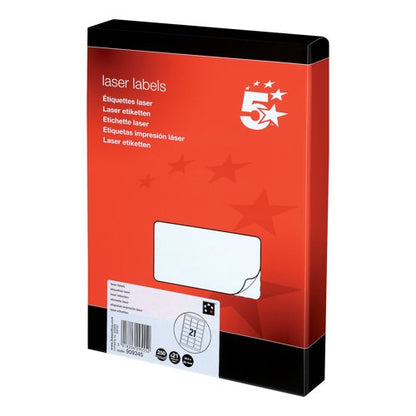 5 Star Multipurpose Labels Laser Copier Inkjet 63.5x38.1mm White (Pack of 5250) 909345