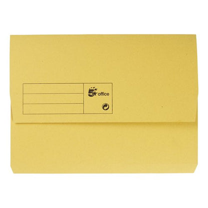 5 Star Recycled Half Flap Document Wallet A4 285gsm Capacity 32mm Yellow (Pack of 50) 913918