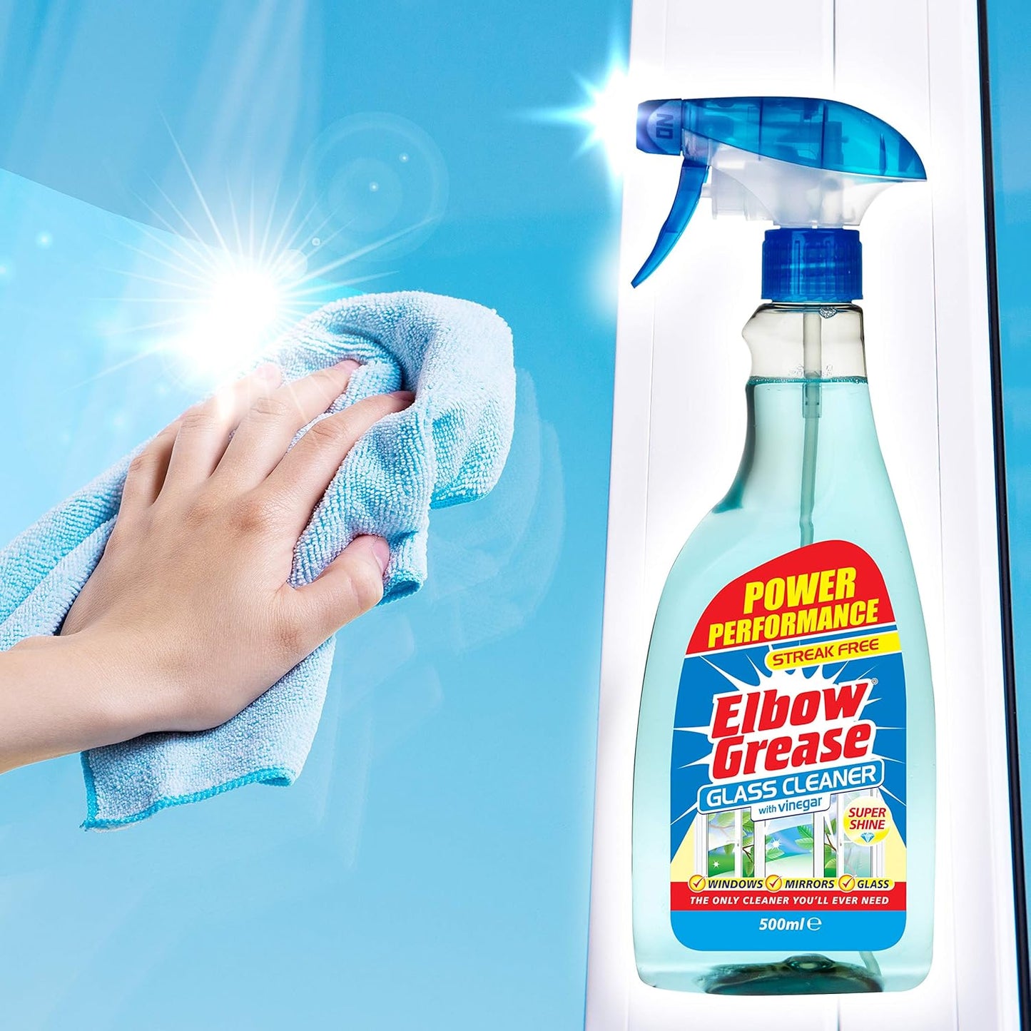 Elbow Grease Glass Cleaner With Vinegar | For Windows And Mirrors | 1 x  500ml