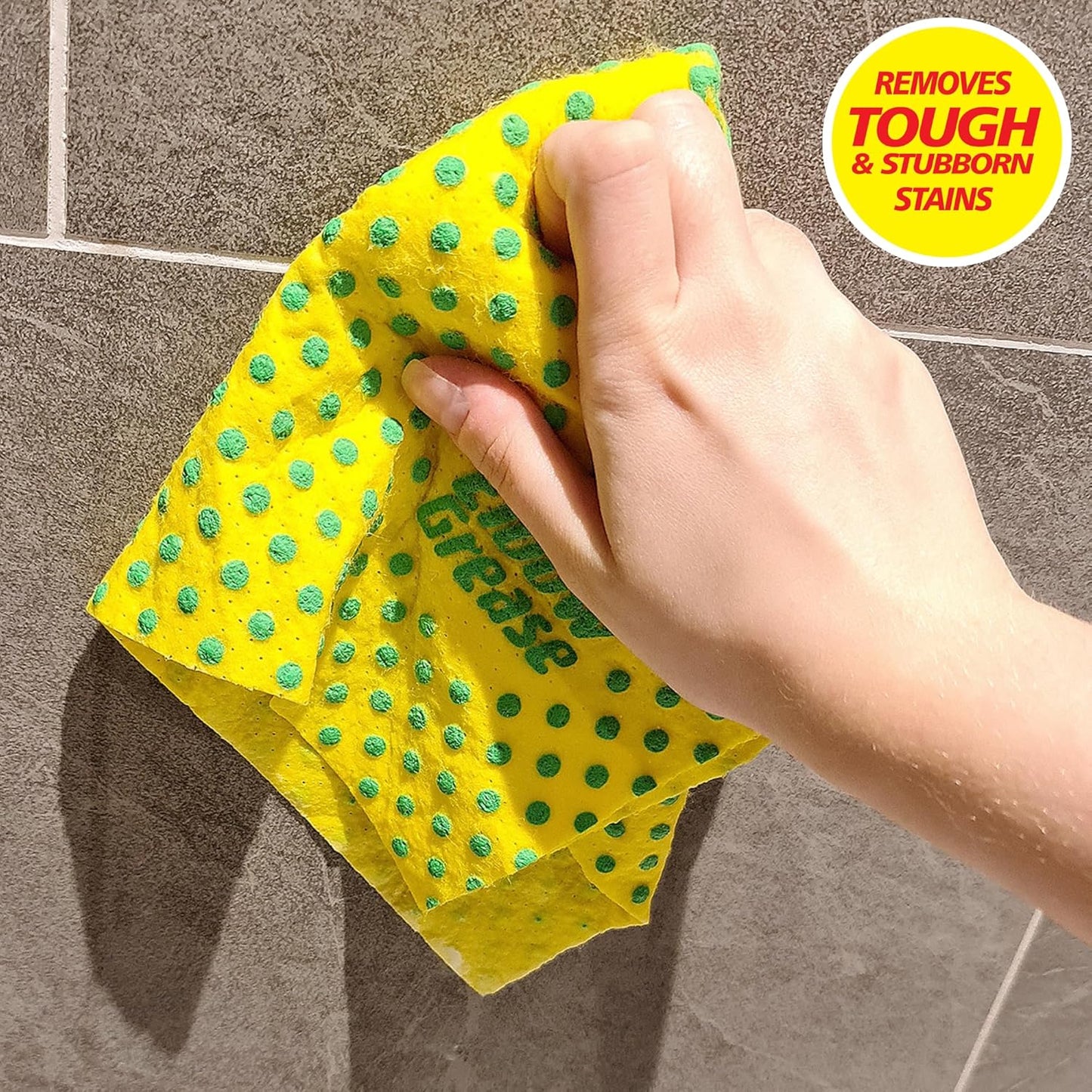 Elbow Grease Power Cloths With Scrub Dots Reusable Washable Extra Large Pack Of 3, Yellow