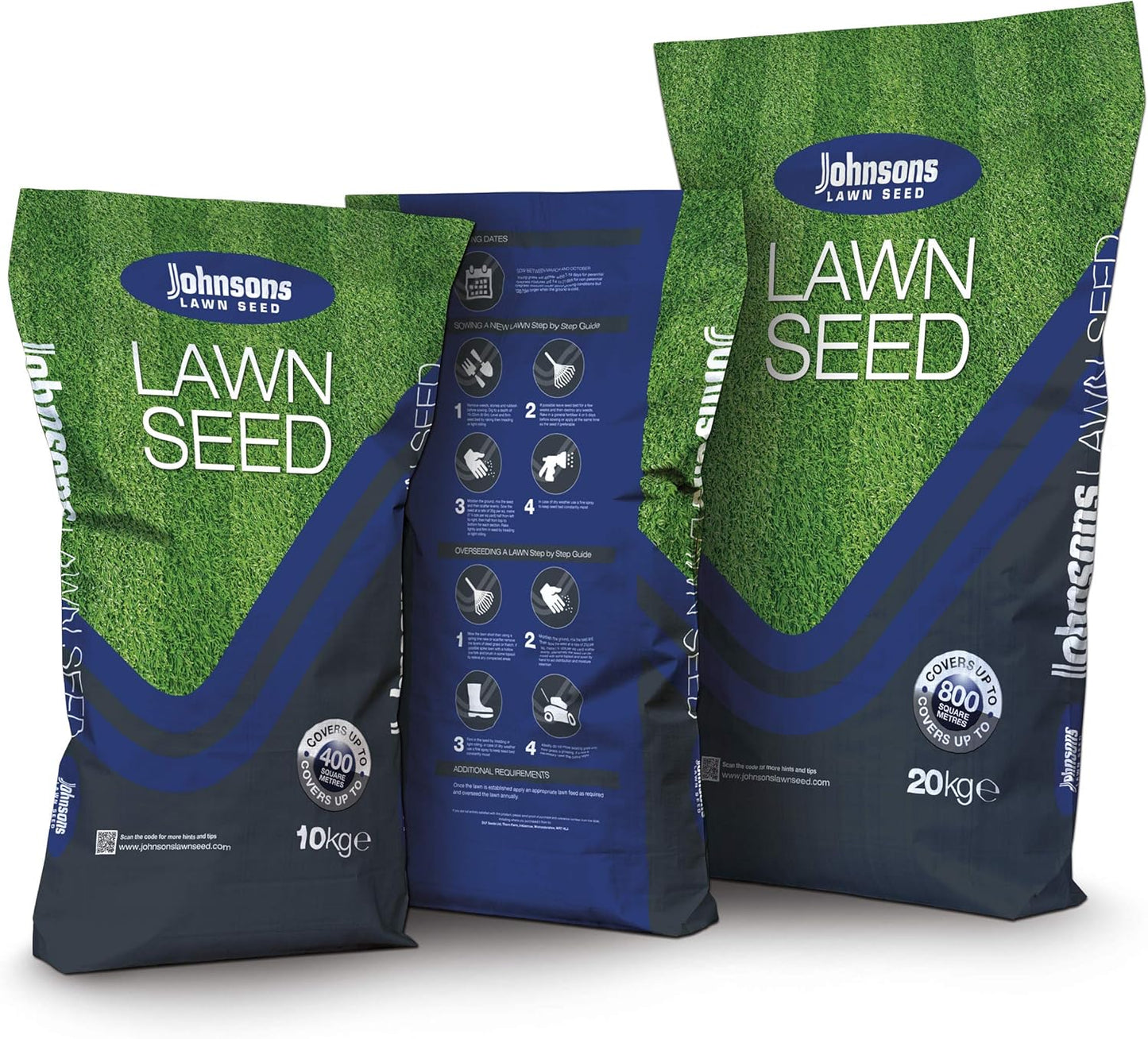 Johnsons Lawn Seed With Rye 20kg Grass | Covers upto 80m2 | Tough Grass