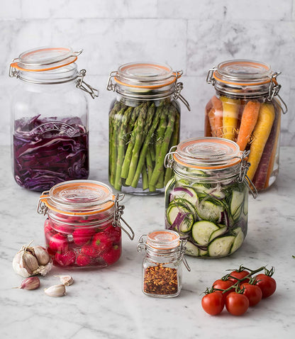 Kilner 2 Litre Square Glass Clip Top Preservation Storage Jar.
