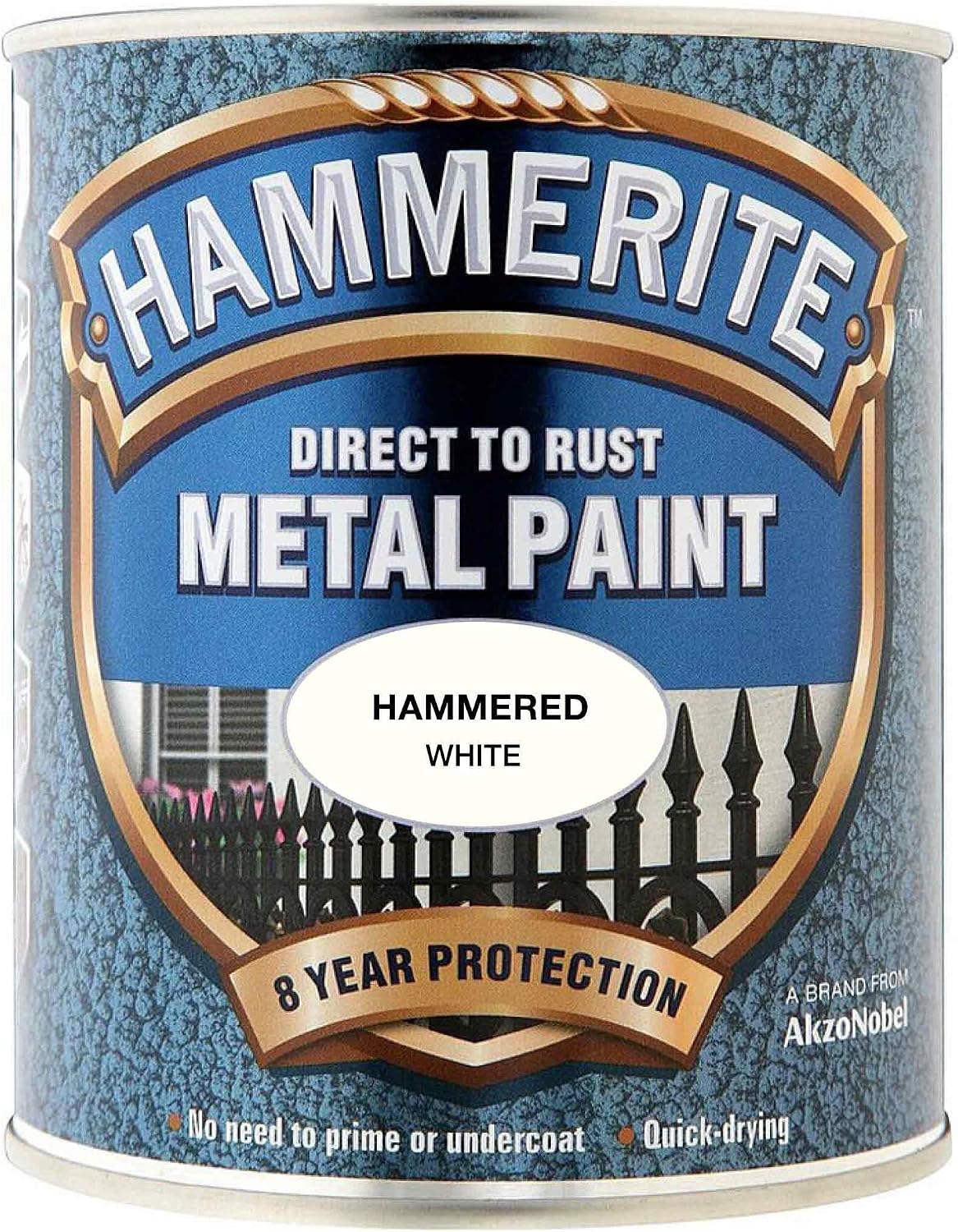 Hammerite Direct to Rust Metal Paint | Hammered White Finish | 1 x 750ml Tin