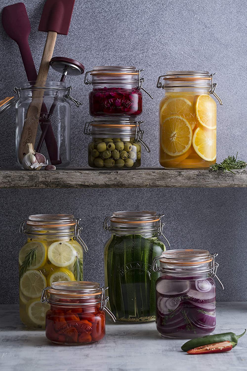 Kilner 2 Litre Square Glass Clip Top Preservation Storage Jar.