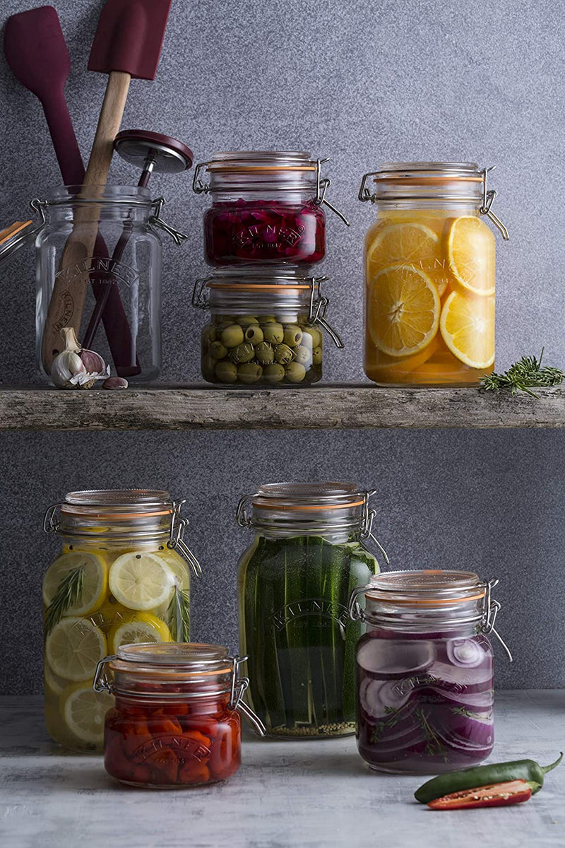 Kilner Branded LARGE SQUARE CLIP TOP Glass Preservation Storage Jar 3 Litre