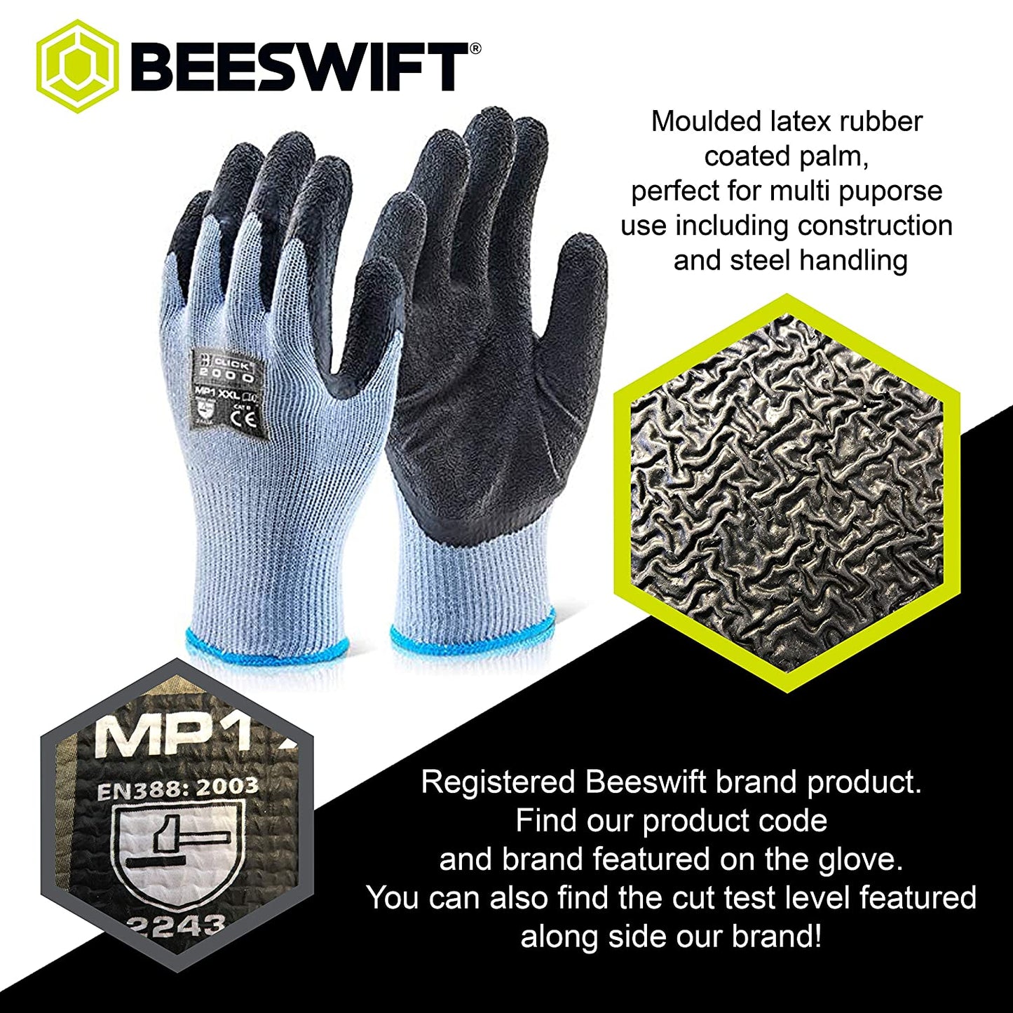 Beeswift MP1BL Multi Purpose Latex Gloves All Sizes {10 Pack}